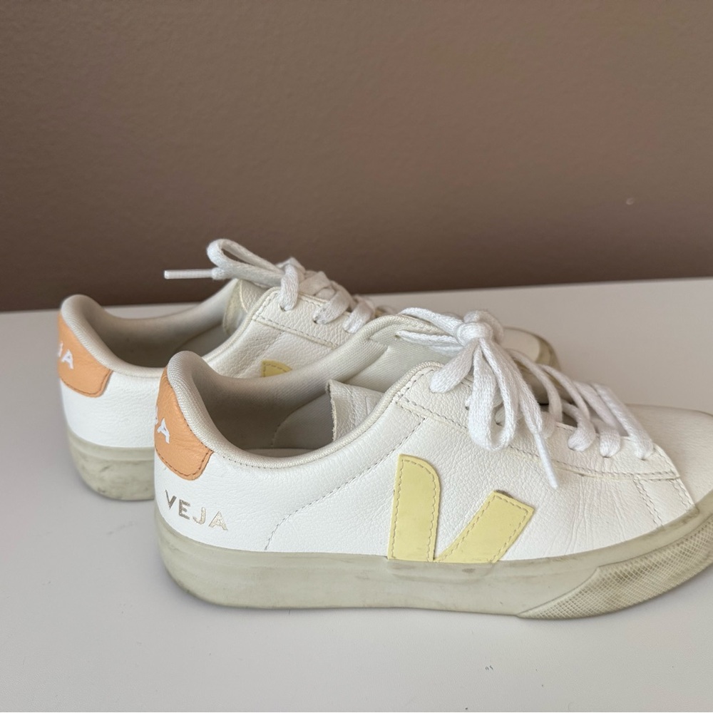 Veja Women's White and Yellow Sneakers